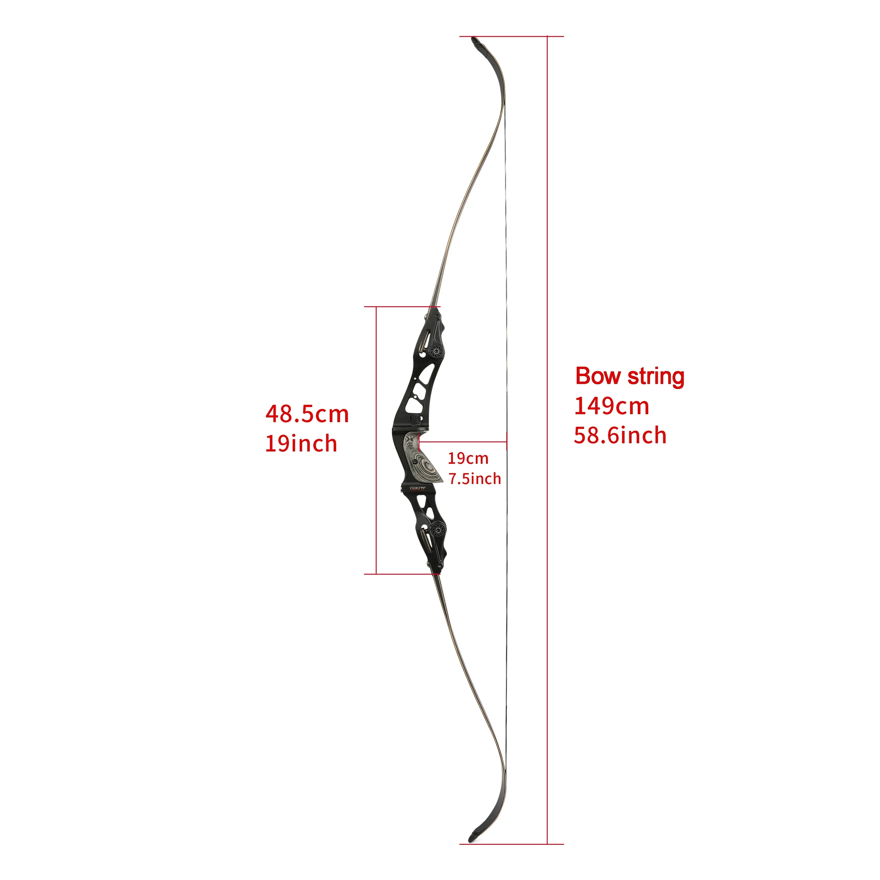 25-60lbs ILF Recurve Bow 62 Inch Archery Hunting Bow CNC 19 Inch Riser Gordon Bamboo Laminated Limbs Competitive Bow Shooting