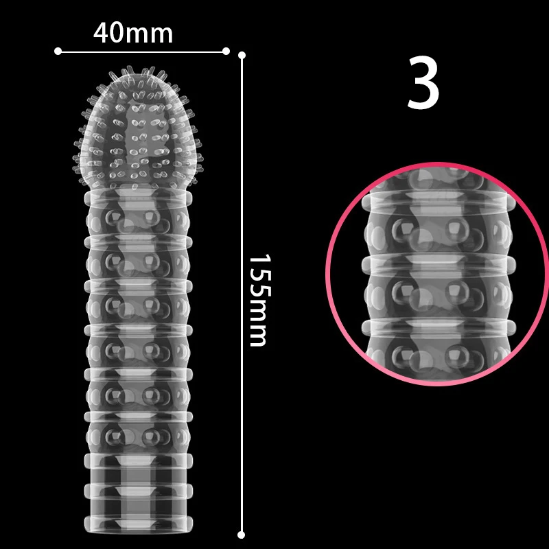 Silicone Transparency Reusable Condom Male Penis Extension Extender Sleeve Delay Ejaculation Adult Sex Toys For Men Sex Condoms