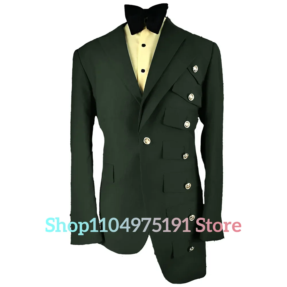 Graceful Asymmetric button slim-fit men's suit High Quality Performance outfit Wedding Party Dress Casual suit Celebrity Gowns