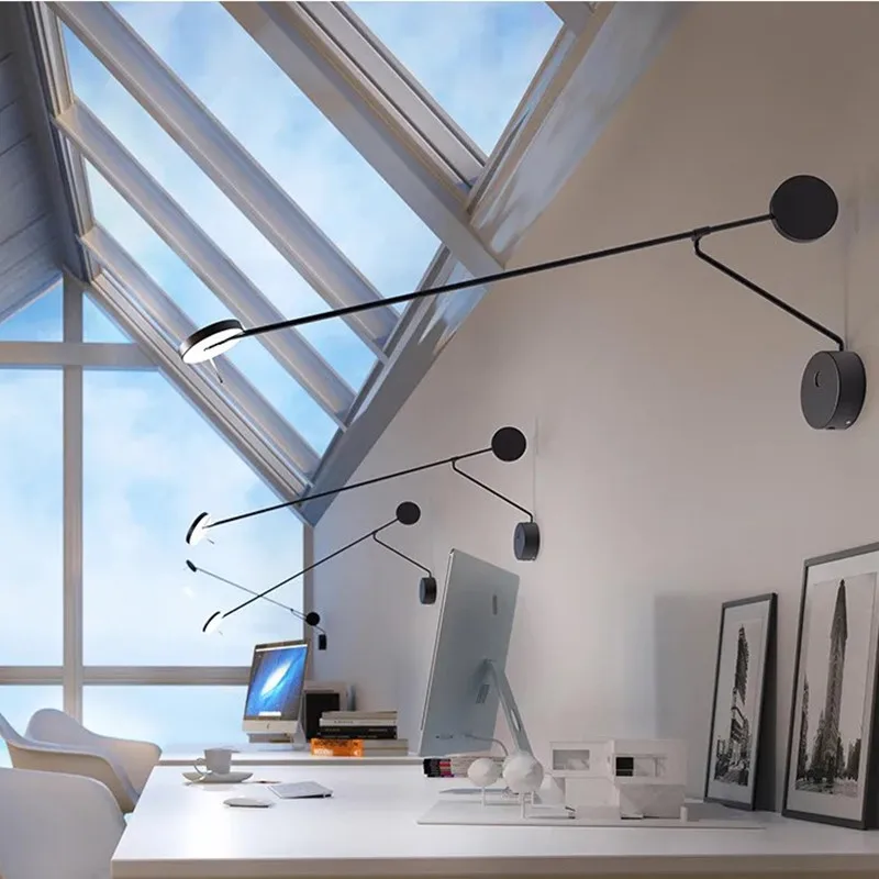 

Nordic Black Wall Lamp Room Decor Bedroom Study Room with Adjustable Swing Arm Wall Light Creative Flexible Wall Lamp Long pole