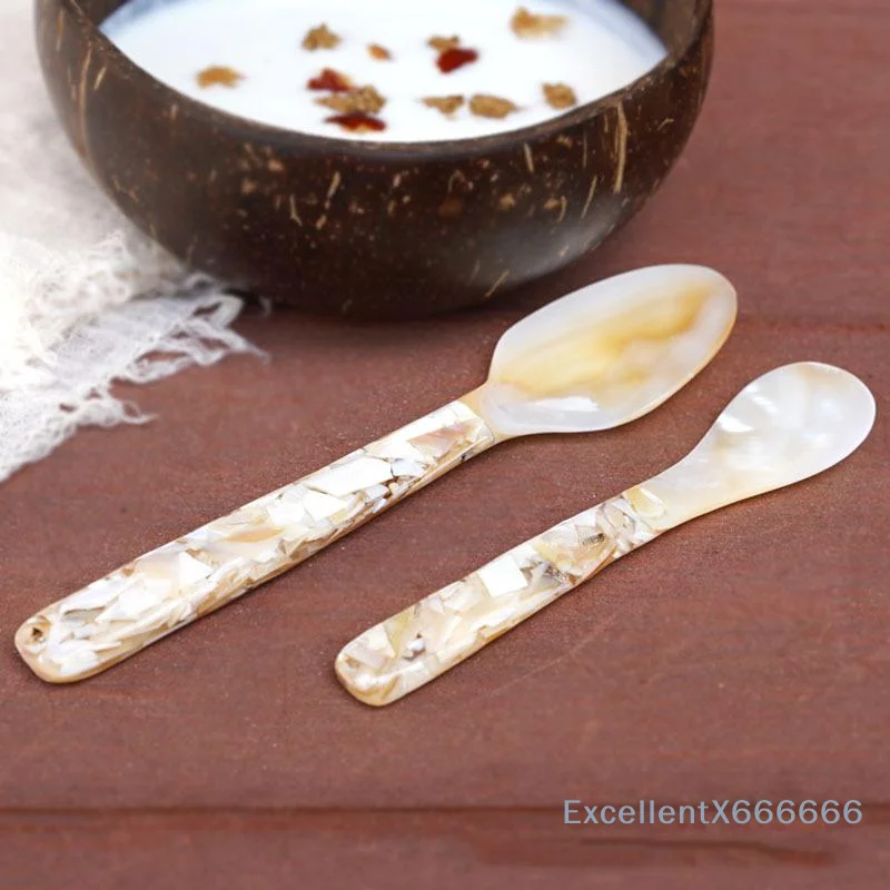 Handmade Natural Conch Shell Spoon 12/16cm Non-toxic Teaspoon for Ice Cream Coffee Caviar Home Bar Cocktail Garnish Use