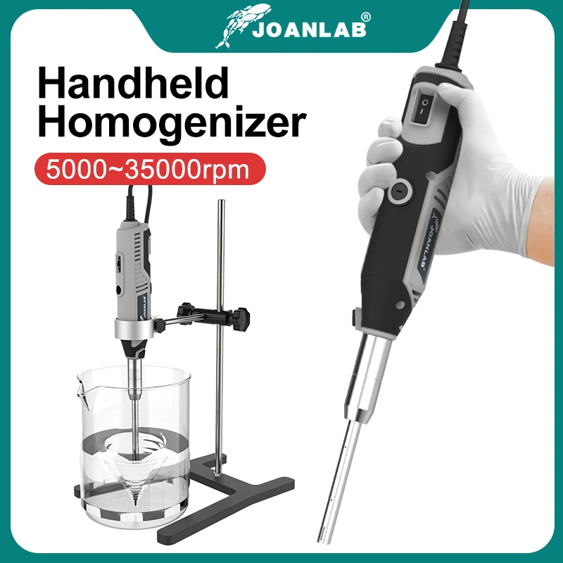 joanlab lab hand held homogeneizador de alta velocidade emulsionante dispersor misturador de esmagamento celular 5000 a 35000rpm 220v mhz01 01