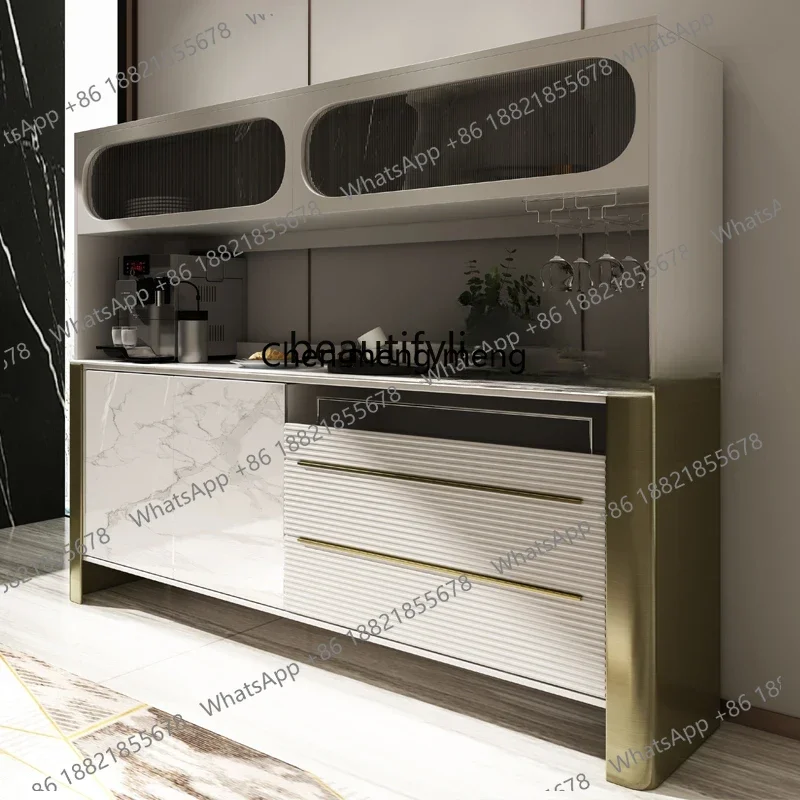 New arrive Postmodern minimalist solid wood rock slab living room dining side cabinet  light luxury multi-function  storage lock