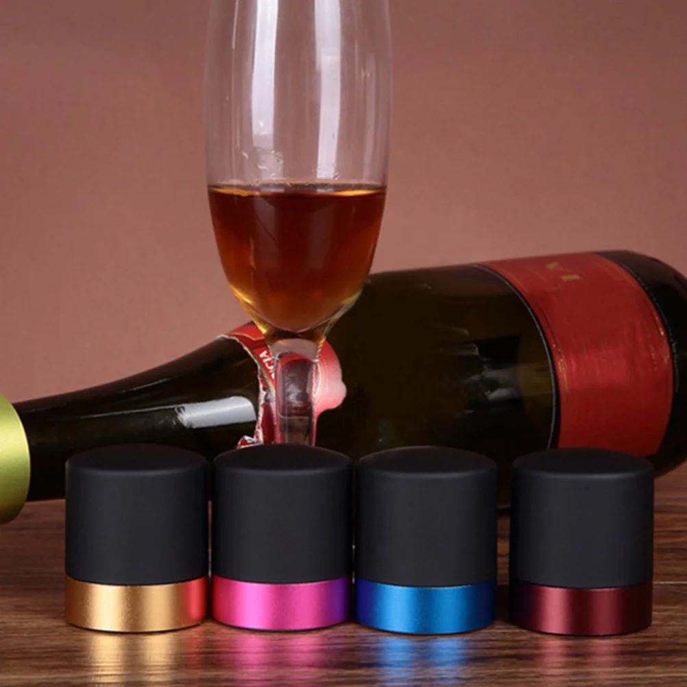 

4 Pcs Stoppers Silicone Bottle Caps Seal Vacuum Plug Creative Practical Red Storage Gifts For Home Bar