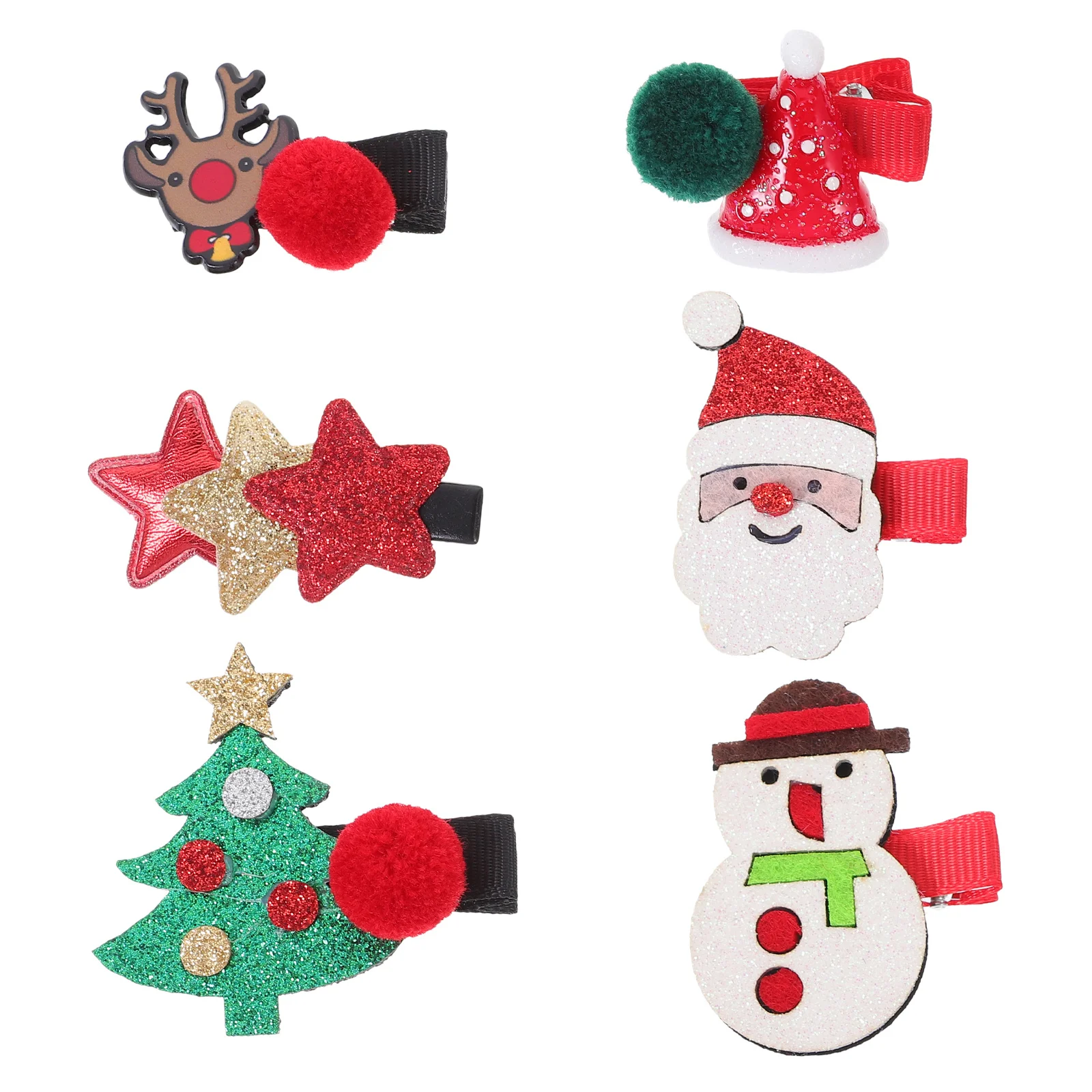 6 pinzas navideñas para el cabello, lindas horquillas navideñas para niñas, mini accesorios ligeros para el cabello, ideales para fiestas navideñas y cumpleaños