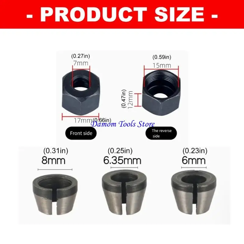 57BE Trimming Engraving Tool Collet Chuck Nut Set Routers Bit Adapter Fit 6mm 1/4 8mm