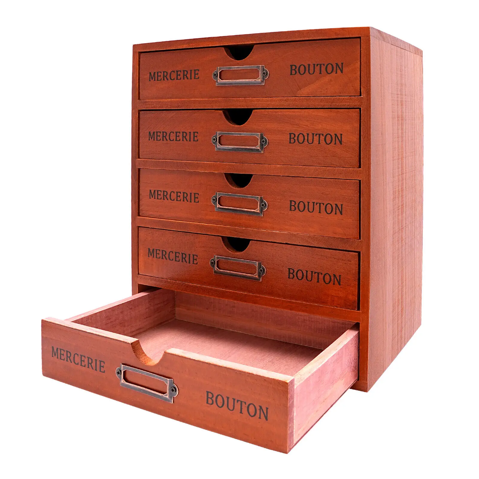 5-Drawer Desktop Organizer – Wooden, Brown. Ready To Use, Sturdy. For Teachers/Professionals, Office/Home, Easy To Clean