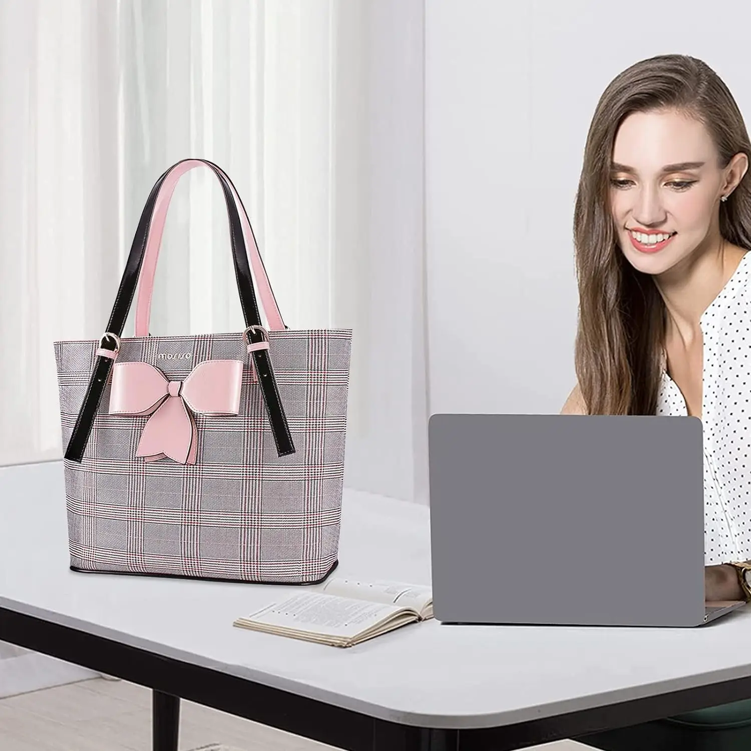 13.3 14 15 16 17.3 inch Laptop Tote Bag for Women MacBook Air Pro M1 M2 M3 HP Dell Asus Notebook PU Leather Travel Briefcase Bag