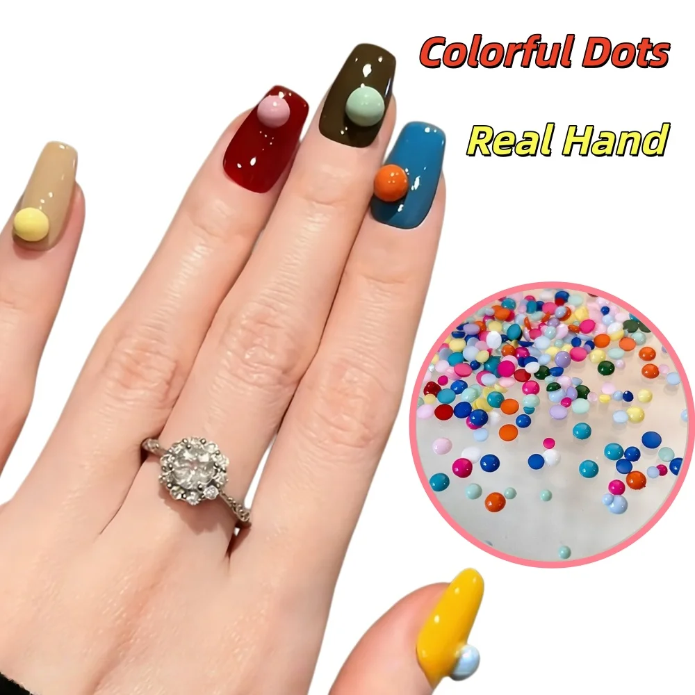 100/200 Stück Dopamin-Regenbogen-Bonbonperlen für Nagelkunst-Dekorationen – gemischte Größen, halbrunde, flache Harzsteine, bunte Nagelanhänger