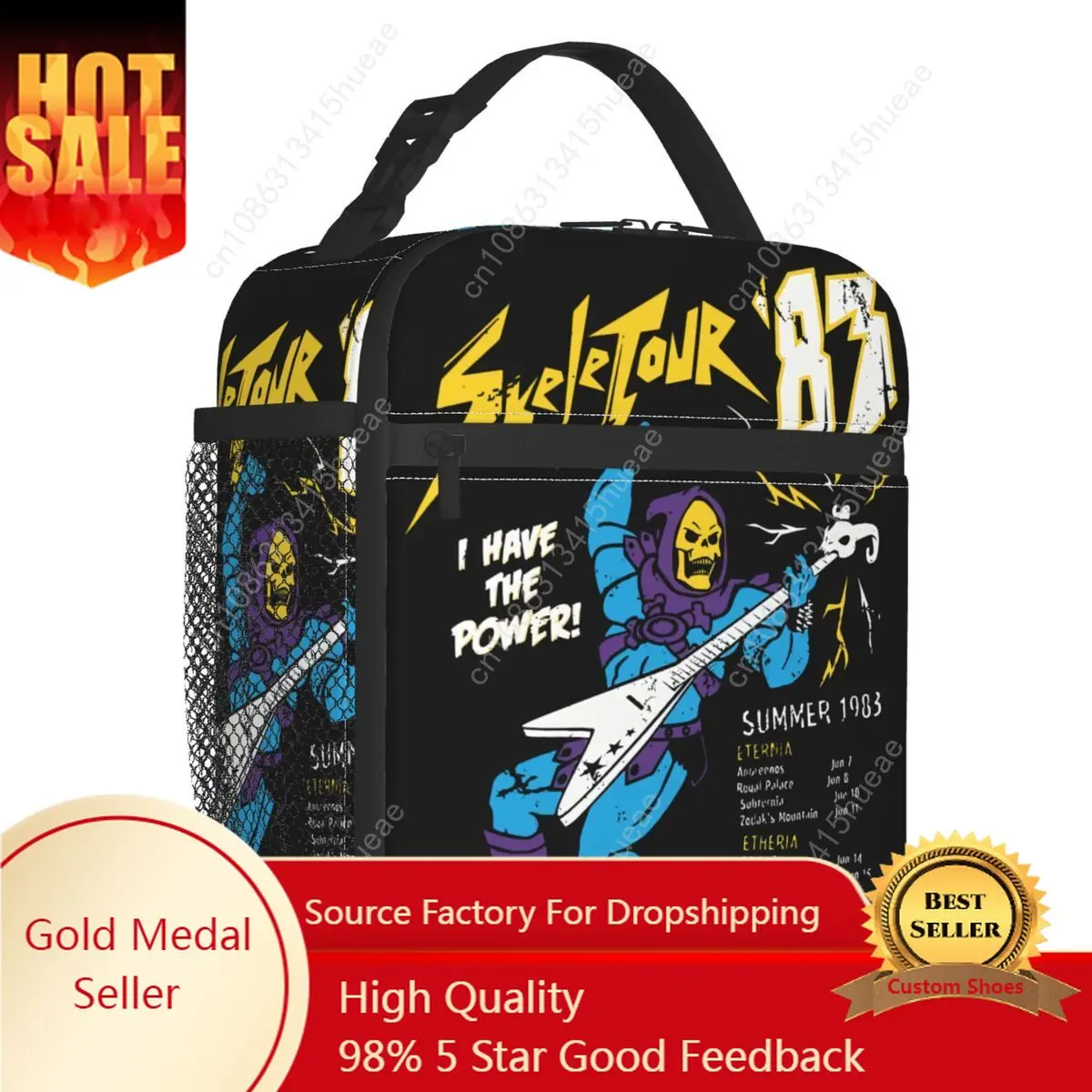 He-Man And The Masters Of The Universe Insulated Lunch Bag School Office Vintage Skeletour 83 Resuable Thermal Cooler Bento Box