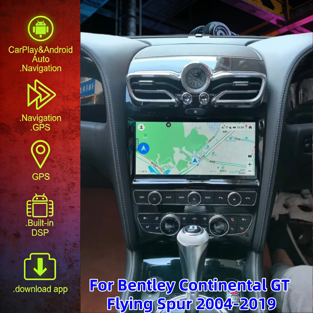 Android 15 Video Player For Bentley Continental GT Flying Spur 2004 2005 2006 2007 2008-2019 Multimedia GPS Car Radio Head Unit