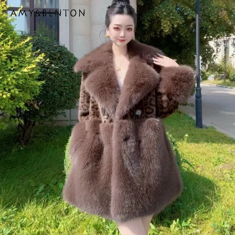 

Winter Autumn Y2k Chic Comfortable Double-breasted Fur-Lined Coat Fashion Thickened Warm Eco-Friendly Faux Fur Jacket Top Female