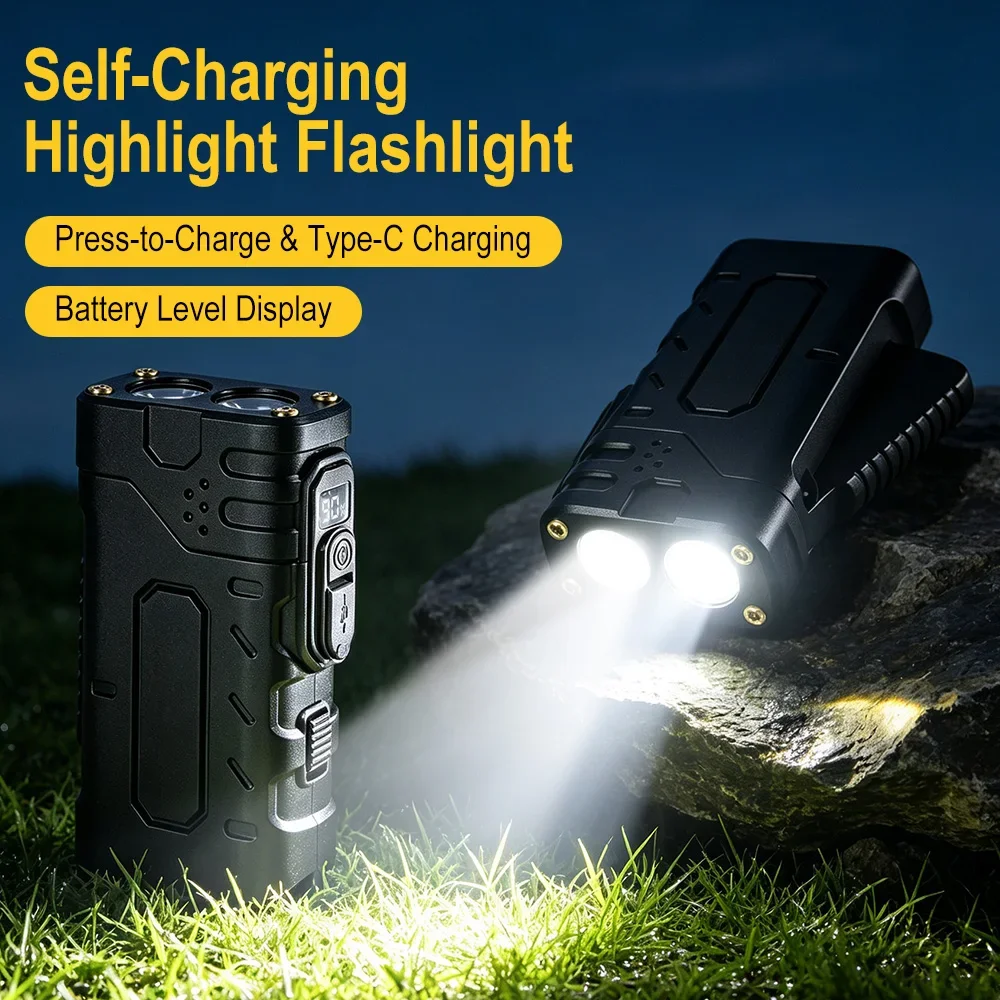 BORUiT 350Lumens Powerful Light Portable LED Multifunctional Flashlight Type-C Rechargeable Waterproof Outdoor Camping Torch