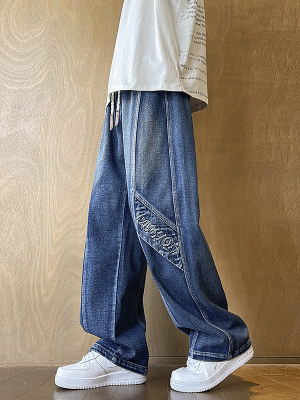 

Waed Denim Jeans High Waist Straight Leg Casual Pants for Boys Teenage Students Sports Long Trousers Autumn New Arrival