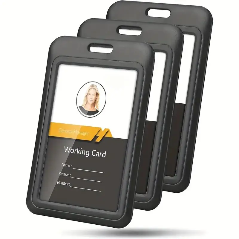 3 Pieces Heavy Duty Sliding ID Card Holder, ABS Plastic, for Office and Car - Credit Card, Driver's License and Pass Holder
