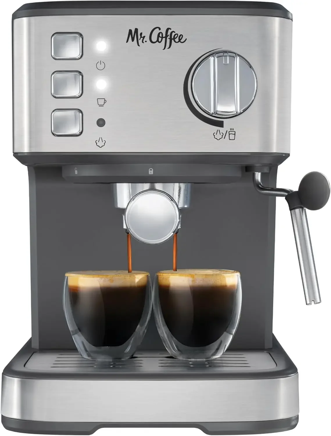 

Compact Espresso Maker, Espresso Machine With Steam Wand, 15-Bar Pump Automatic Espresso Machine