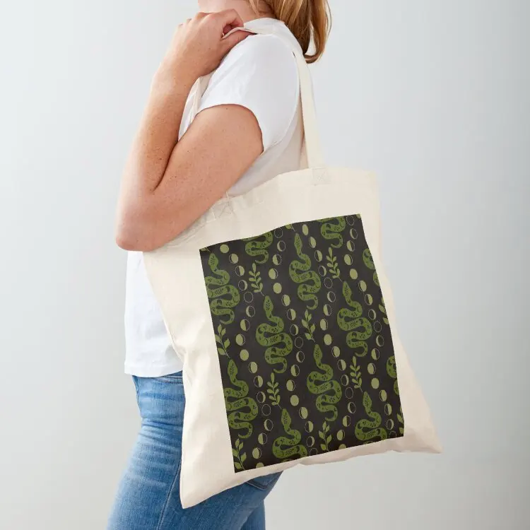

Green Snakes and Moons Tote Bag Women's beach bags cloth bag woman Women's handbag cute pouch bag