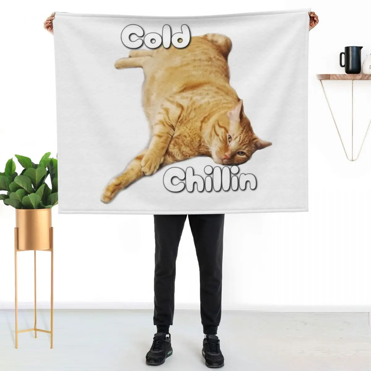 Orange Cat, Sleepy Cat, Orange Tabby Cat, Cat Loaf, Chilling Cat Throw Blanket Retros Heavy Flannel Fabric Plaid Summer Blankets