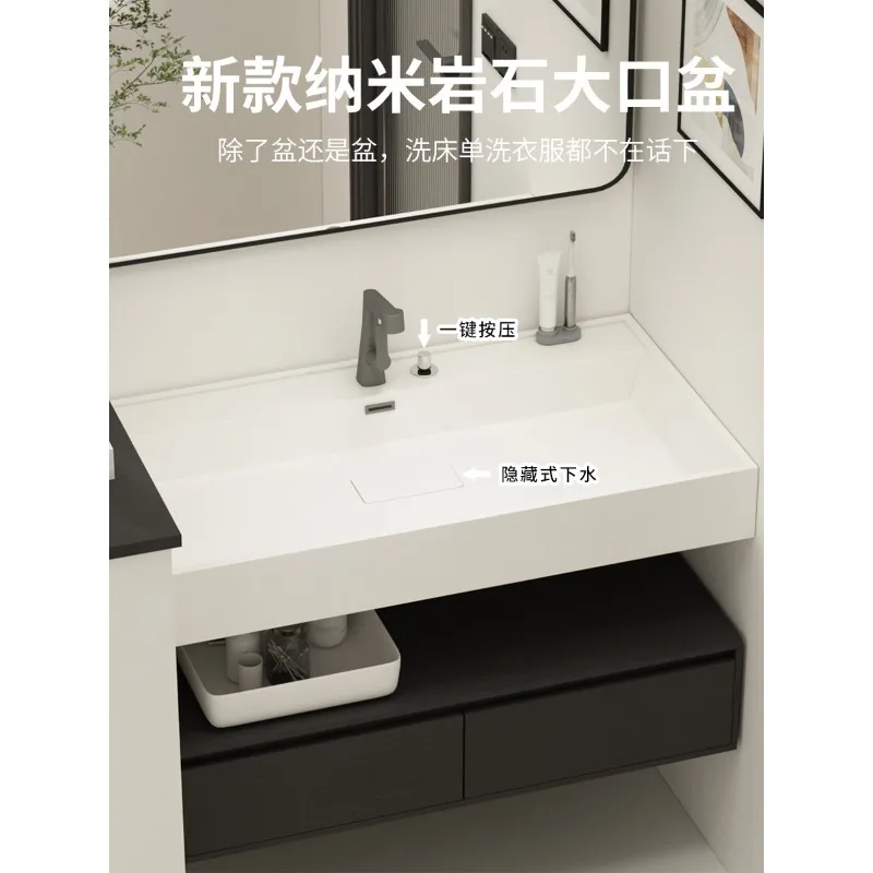 Microcrystalline stone integrated basin, bathroom cabinet, toilet, washstand, Japanese-style hotel wind wash basin, nano rock wa