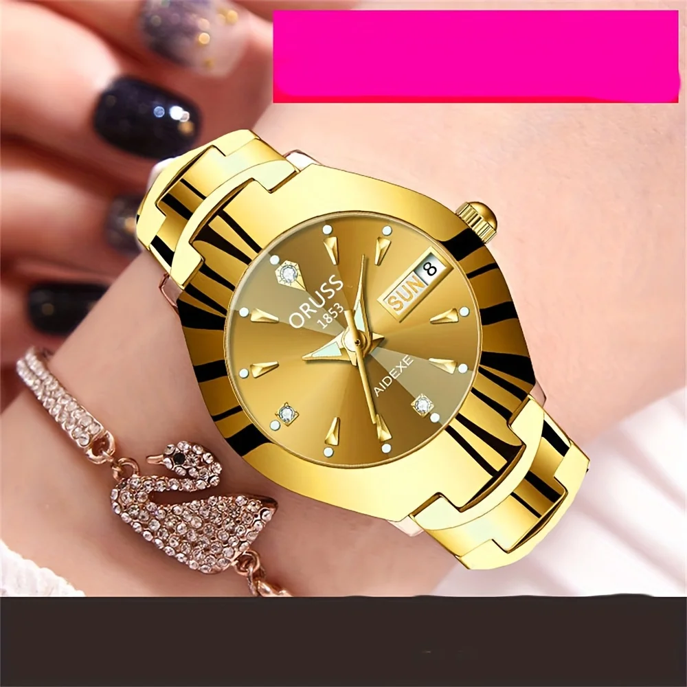 Gorgeous beautiful women's watch personality chic fashion all durable high-end atmosphere gentle trend double calendar durable c