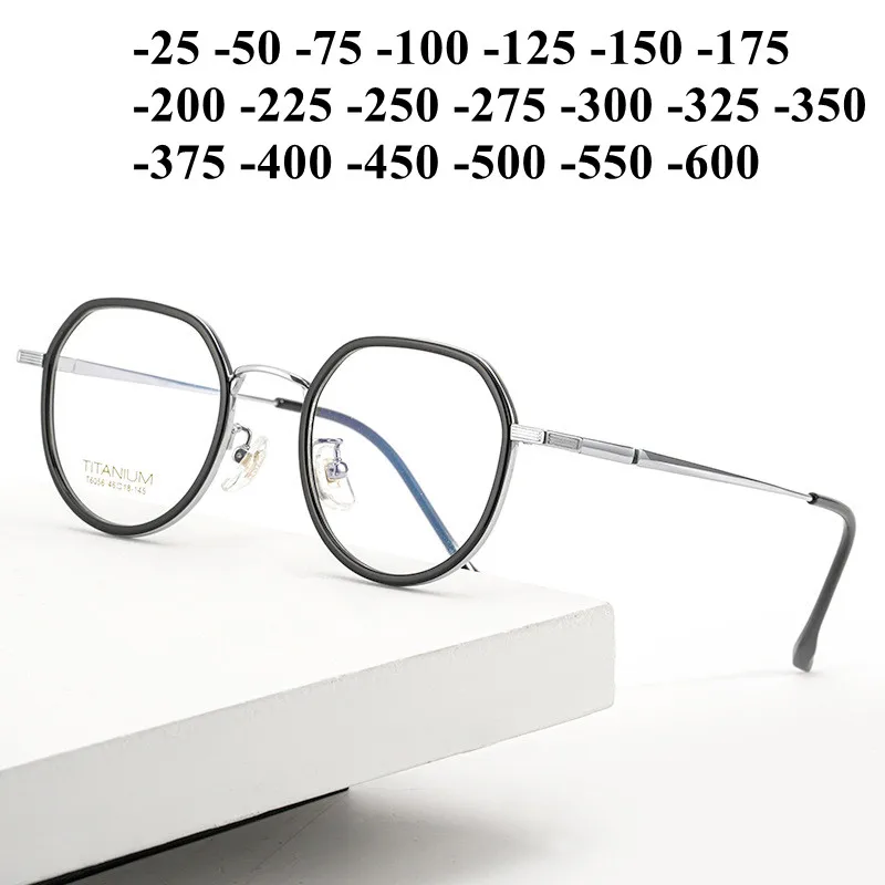 

Retro Round Frame Anti Blue Ray Men Myopia Glasses Titanium Ultralight Women Nearsighted Glasses Minus Diopter Computer Eyewear