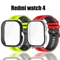 2in1 For Redmi watch 4 Case Glass Screen Protector Smart Watch Bumper Shell Cover Strap Silicone Soft Band