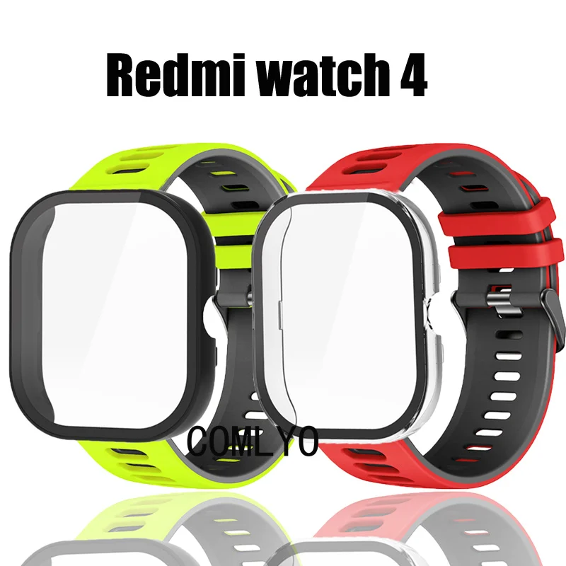 2in1 For Redmi watch 4 Case Glass Screen Protector Smart Watch Bumper Shell Cover Strap Silicone Soft Band