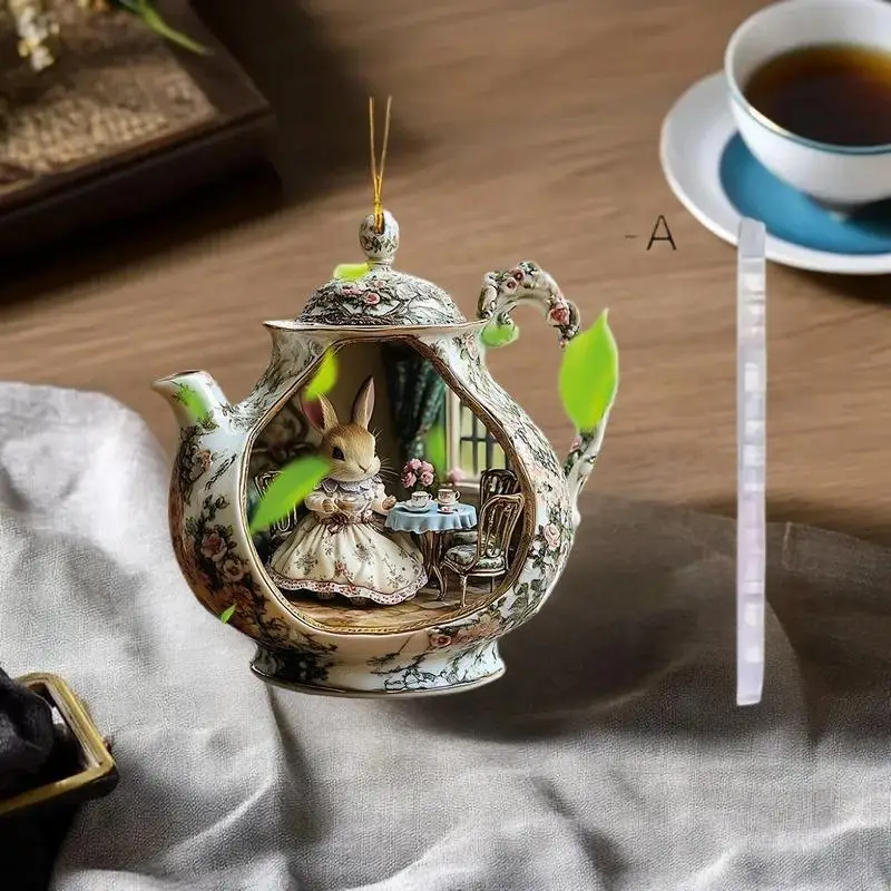 Delightful Easter Rabbit in Teacup 2D Acrylic Home Decor Item