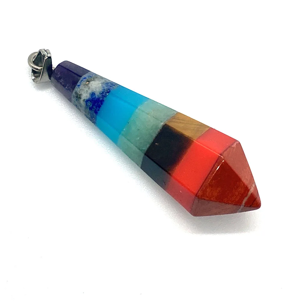 Natural Stone Seven Chakra Semi-precious Stone Pendant for DIY Fashion Jewelry Making Bracelet and Necklace Size 10x47mm,15x47mm image 4