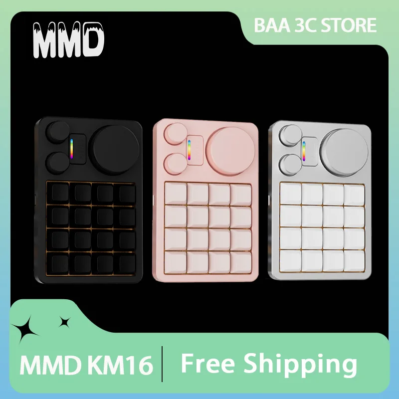 

MMD KM16 Mechanical Keyboard Aluminum Alloy Multifunctional Knob Customized 16Keys Mini Keyboard for Designer PS PR AI Office