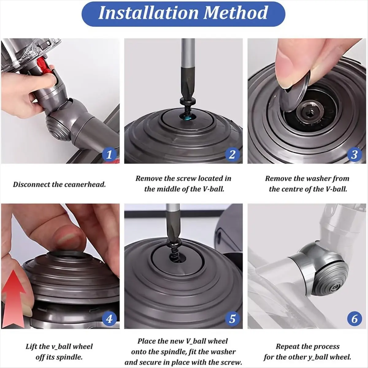 

(A25M) High Torque Vacuum Cleaner Head Connector Wheels Set for Dyson V10 V11 V15 G5 Model Vacuum Cleaners Parts 100W