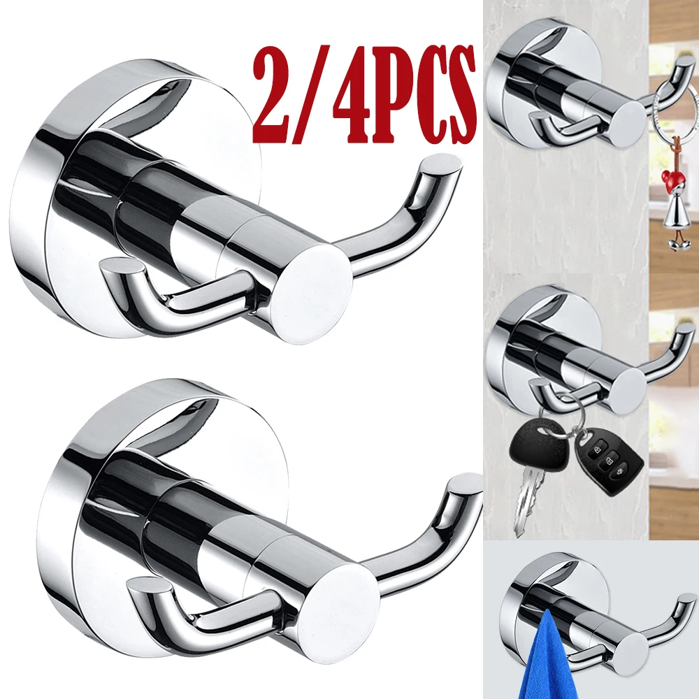 2/4 Pcs Handtücher Rack Wand Aufkleber Stahl Haken Nicht-slip Dual Robe Halter Für Wand Kleber Kleber Aufhänger robe Dusche Zubehör
