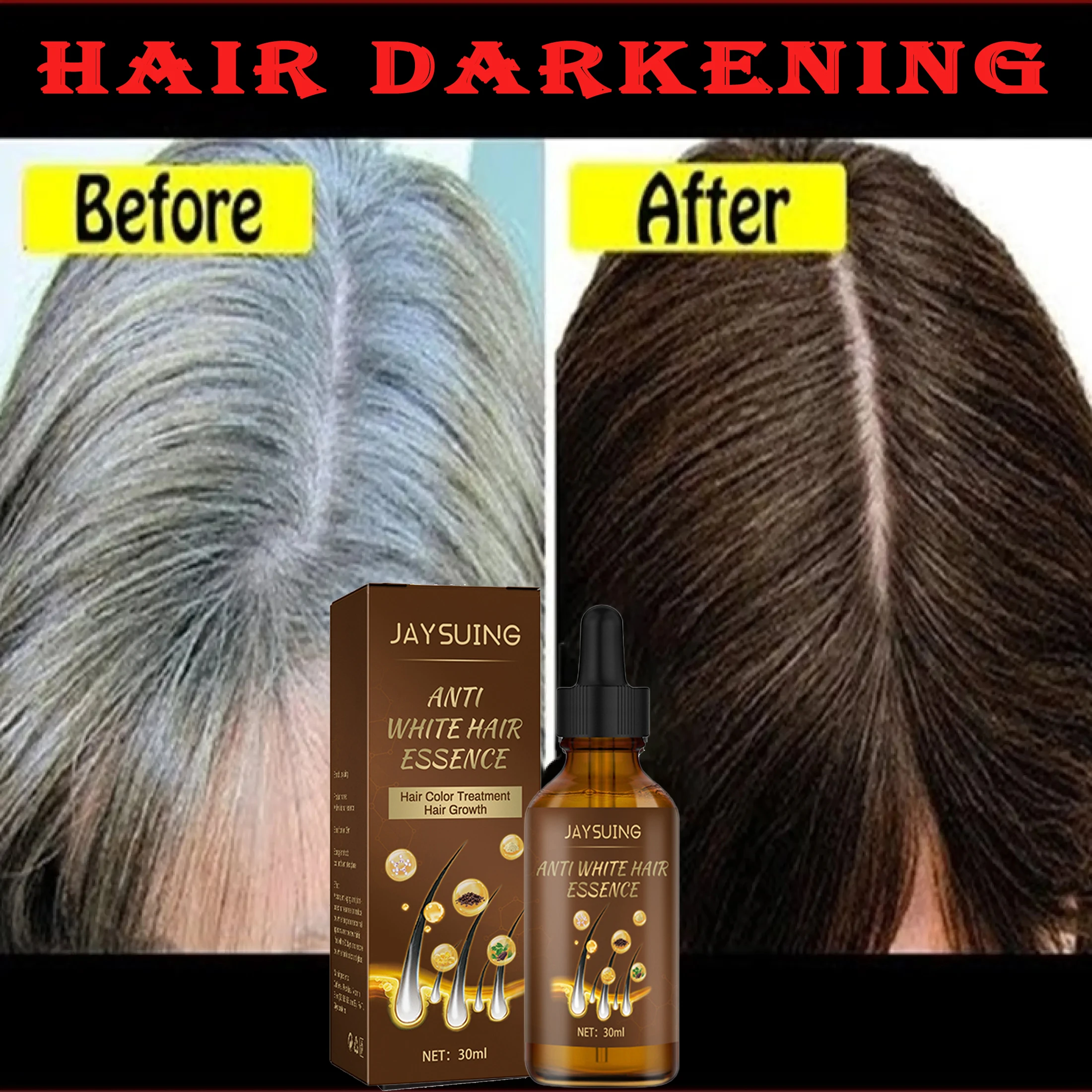 Pomade Anti Gray Hair Serum Remedy White Darkening Natural Color Repair Anti-hair Loss Nourishing Hair Care Restoration Damaged