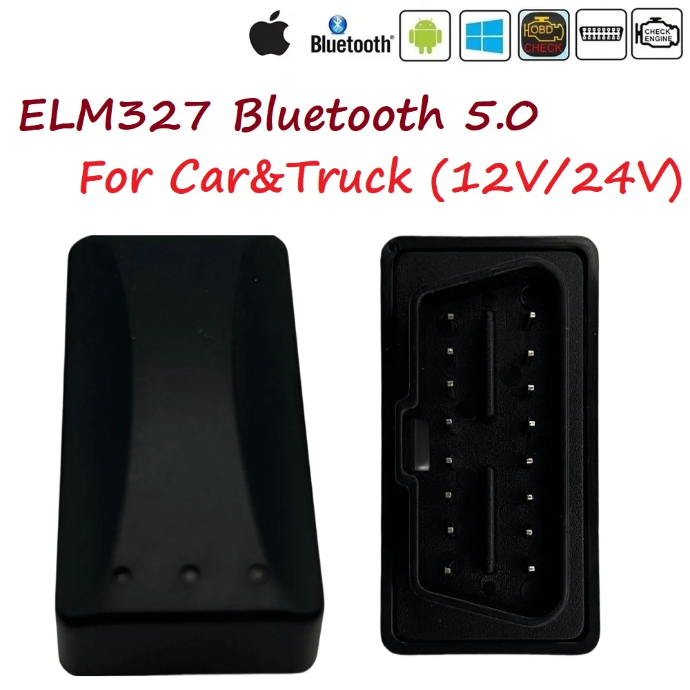

ELM327 Bluetooth 5,0 OBD2 сканер для легковых автомобилей, грузовиков, тяжелых условий эксплуатации/больших пассажиров на автомобилях считыватель кодов 12 В и 24 В для Android/IOS