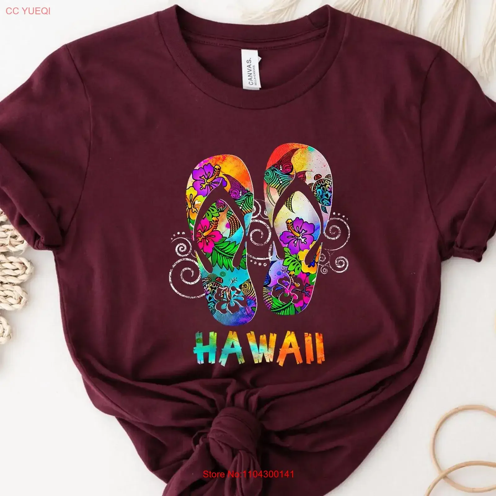 Hawaii Flip Flop T Shirt Colorful Tropical Sandals Design for Beach Vacation Summer Travel Outfit Hawaiian Cruise Family