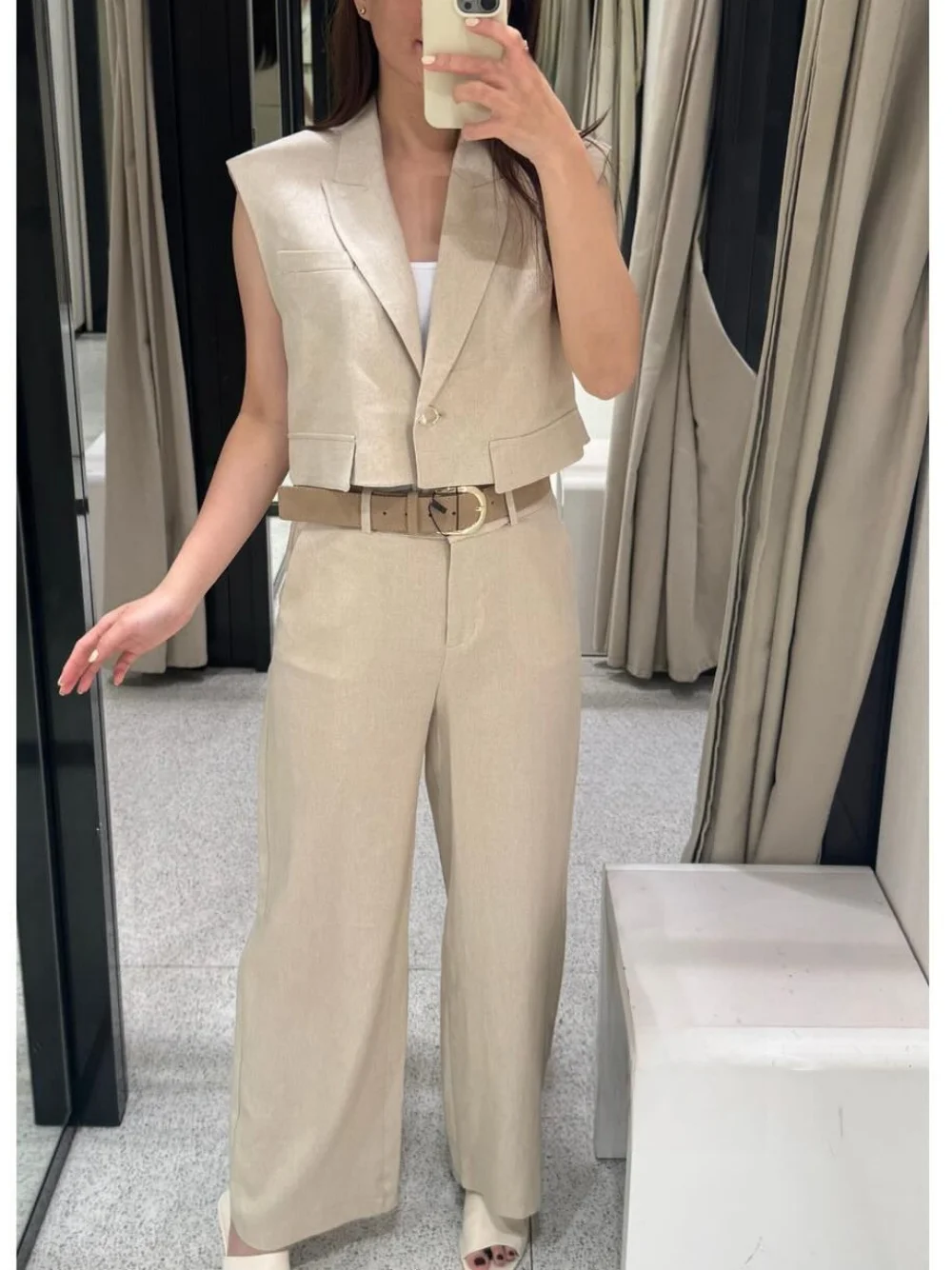 

Women's commuter pants suit two-piece linen suit women's new pants women's single piece summer vest trousers casual