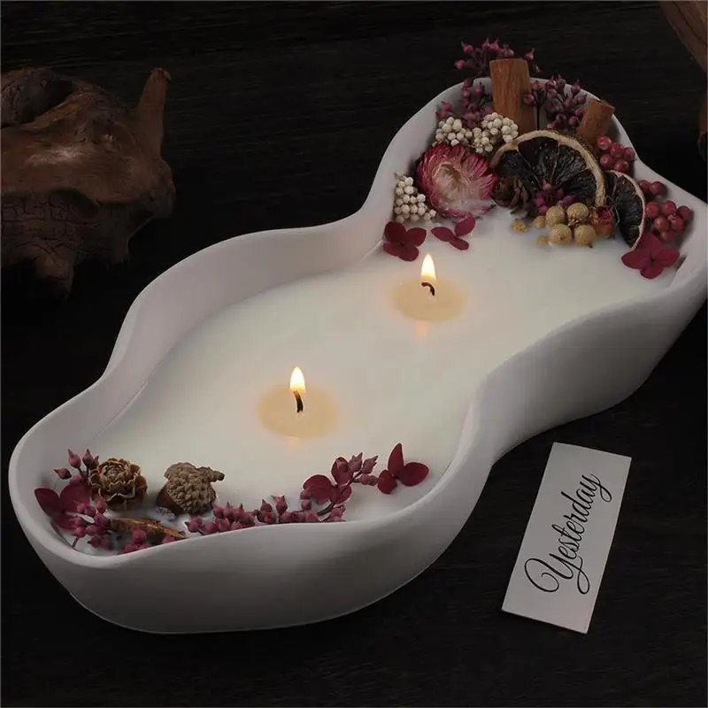 Candle Plate Silicone Mold DIY Boat Storage Tray Mold DIY Plaster Concrete Cement Epoxy Resin Mold Candlestick Crafts Ornaments