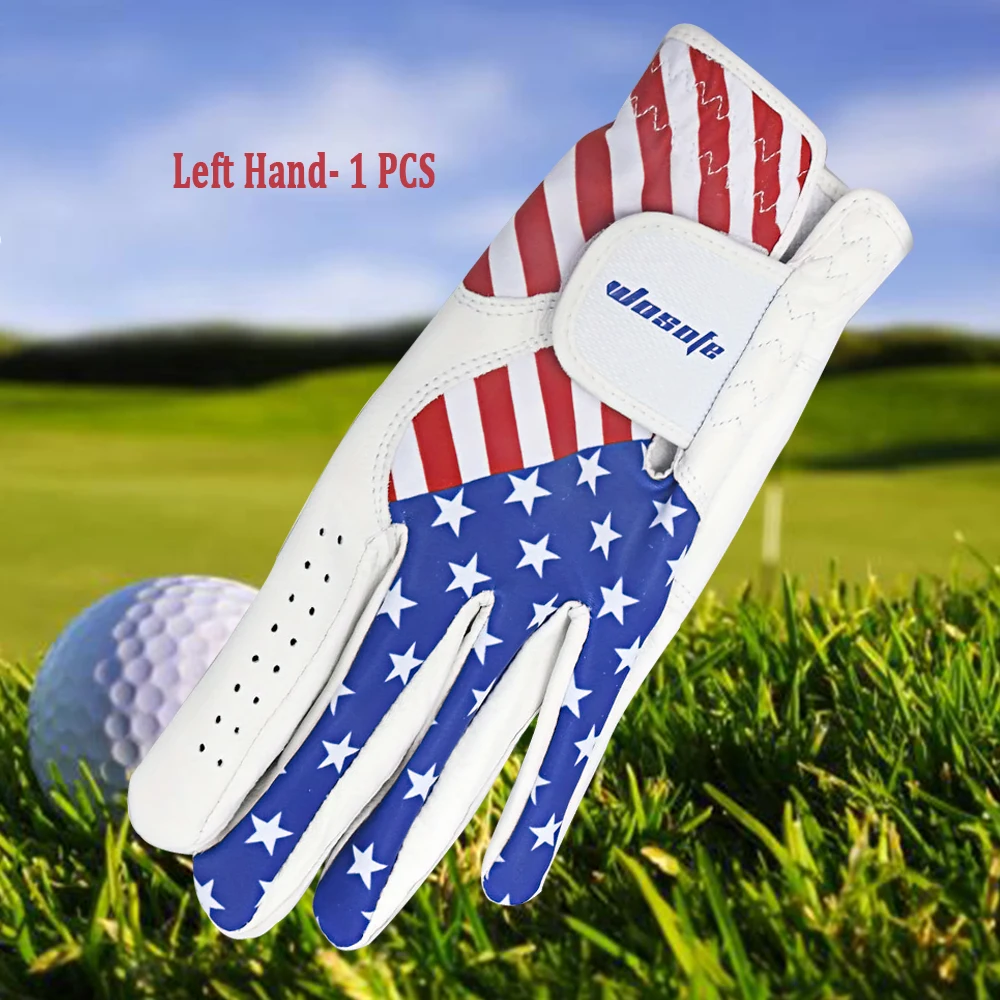 Premium USA Flag Pattern Golf Gloves Left hand 1 pcs - Non-Slip Wear-Resistant and Breathable for Men & Women Golfers