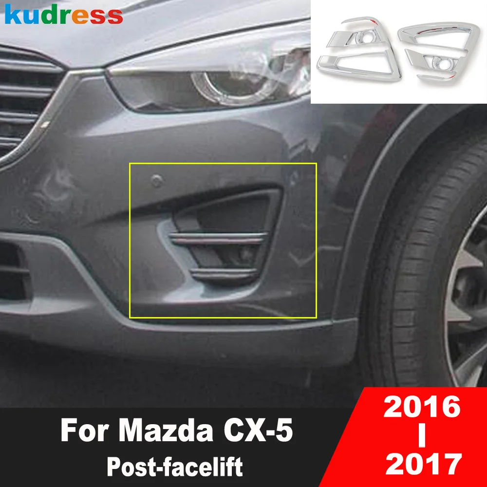 For Mazda CX-5 CX5 2016 2017 Post-facelift Chrome Car Front Fog Light Lamp Cover Trim Head Foglight Molding Trims Accessories