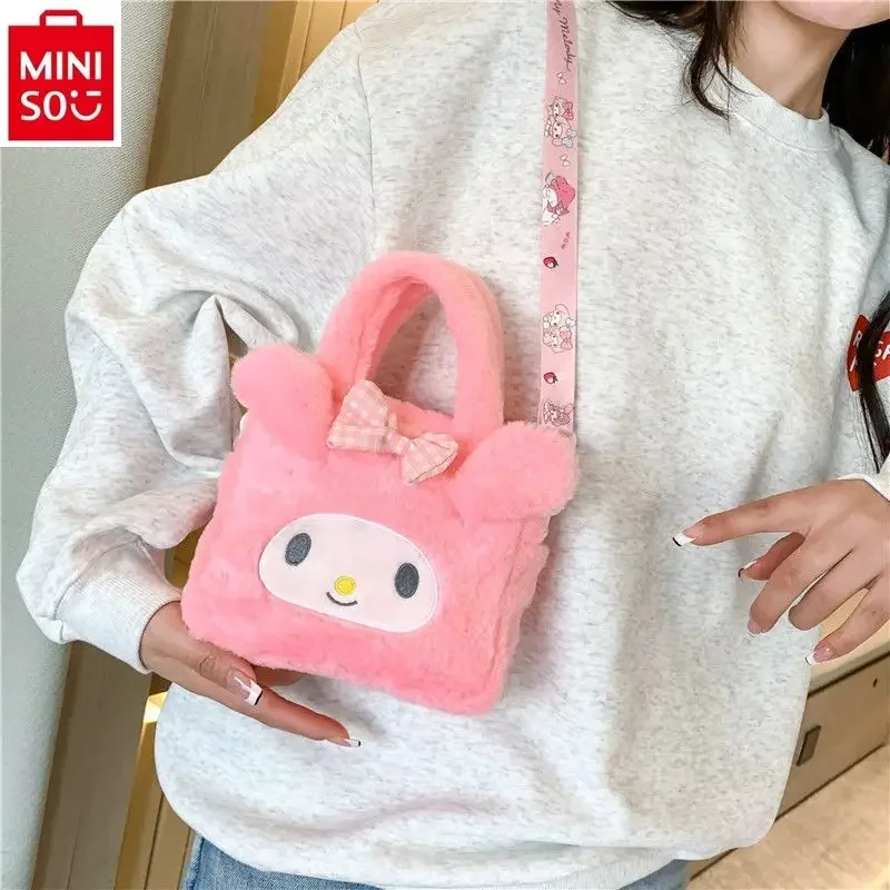 

MINISO Sanrio Kuromi Plush Handbag Minimalist Student Cute Cartoon Portable Storage Shoulder Bag