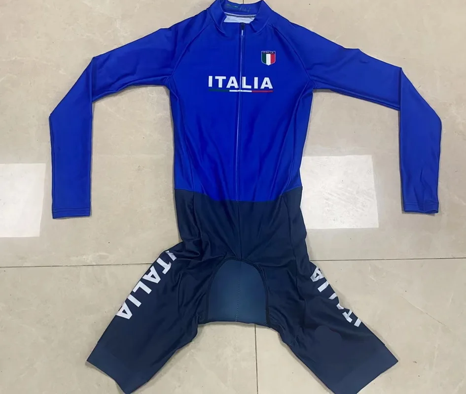 LASER CUT Skinsuit 2024 ITALIA NATIONAL TEAM Bodysuit LONG SLEEVE Cycling Jersey Bike Bicycle Clothing Maillot Ropa Ciclismo