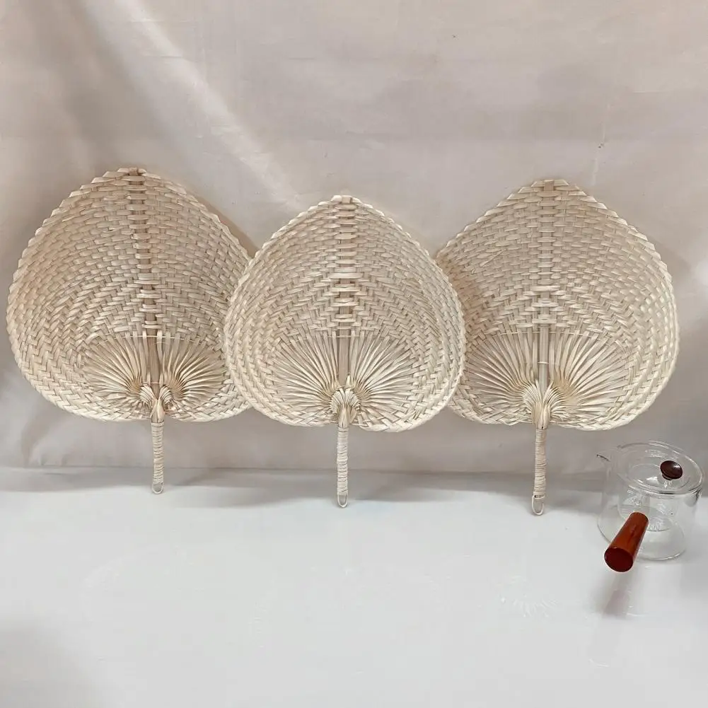 Bamboo Hand Fans Natural Handmade Weaving Rattan Fans 2 Size Palm Leaf Fan Handheld Fan For Summer Cooling Down Home Decoration