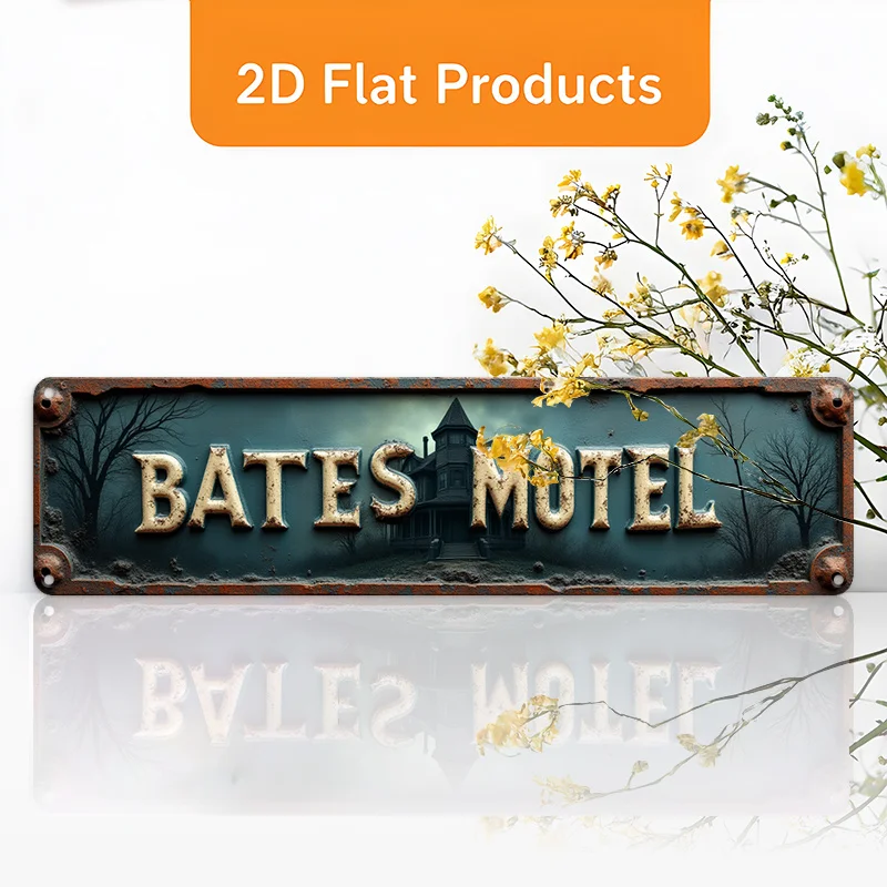 2D Flat - 2D FLAT 2D Style Bates Motel Vintage Sign - Wall Decor with Bates Motel Text - Suitable for Office, Farmhouse - Easy t