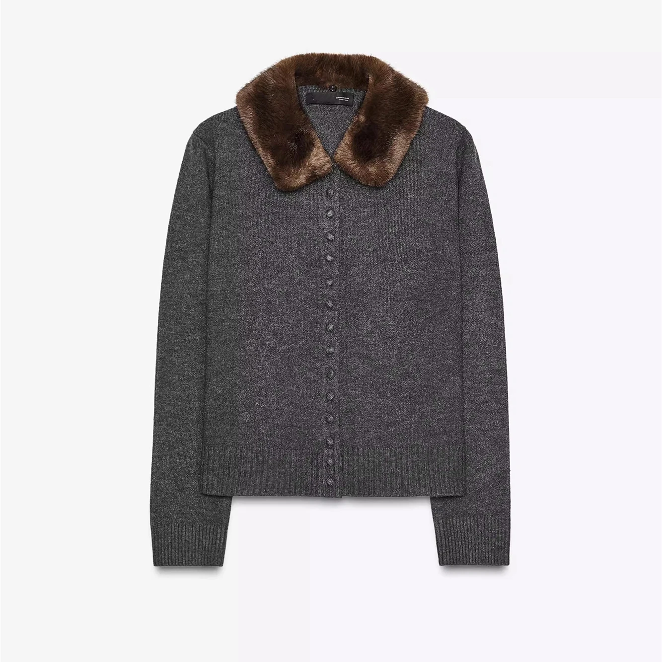 

Новинка осени 20%, женский вязаный кардиган, пальто с эффектом искусственного меха, отложной воротник, милая прямая трубка pe