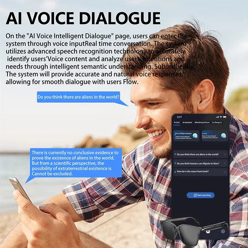 ABVO-HY-C8 AI النظارات الذكية الذكية في الوقت الحقيقي لغة المترجم سماعة رأس لاسلكية AI الدردشة النظارات الشمسية الذكية