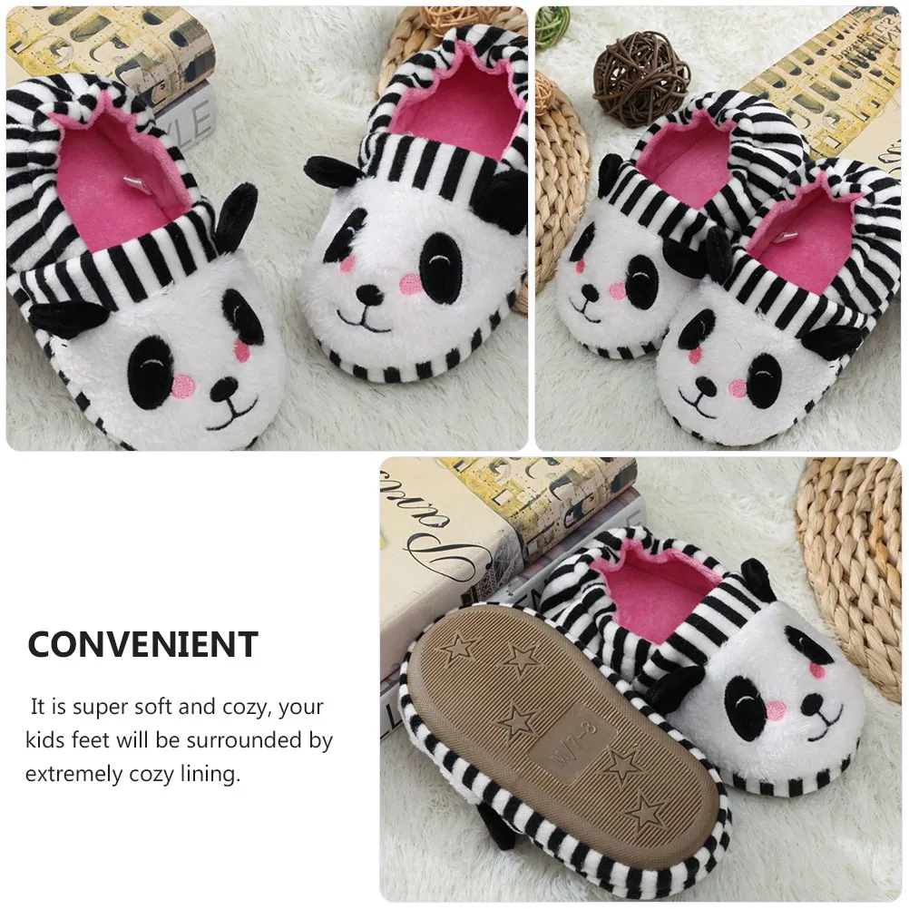 1Pair Adorable Panda Shape Slippers for Kids Warm Cozy Lining Machine Washable Lightweight Comfortable Bedroom Kitchen Study