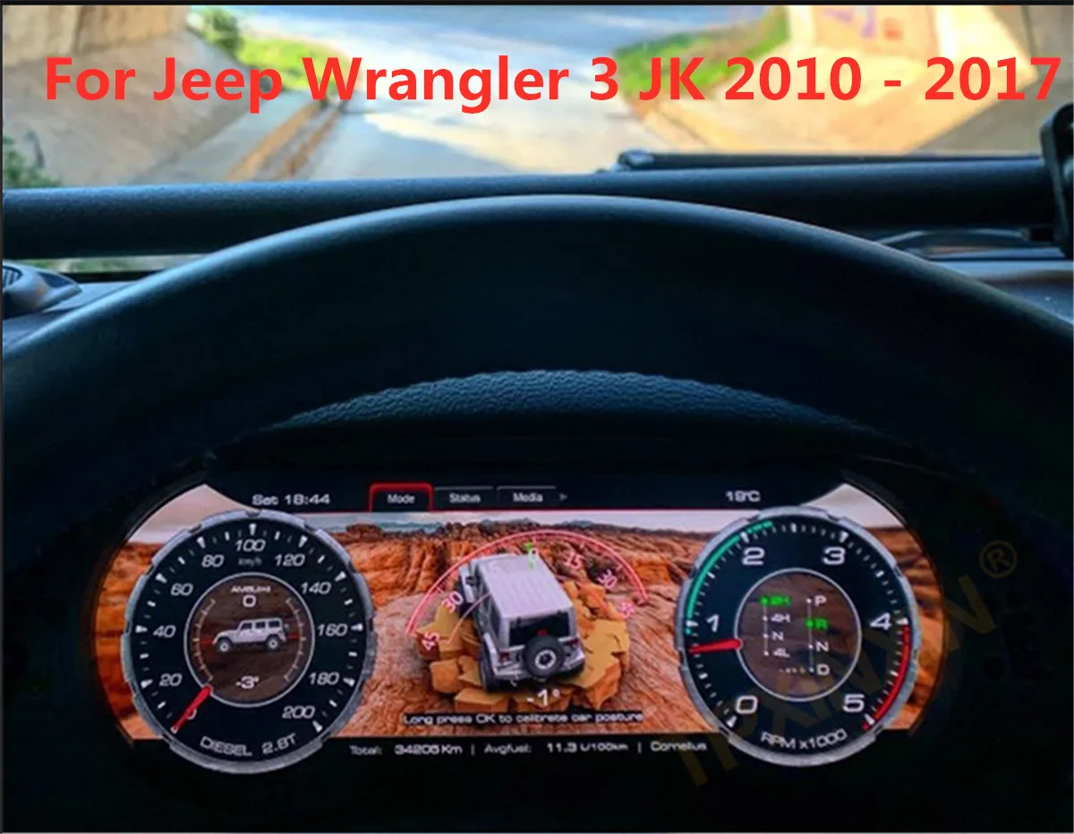 Android 32GB For Jeep Wrangler 3 JK 2010 - 2017 Dashboard Panel Virtual Cluster Digita Multimedia GPS Navigation Instrument 