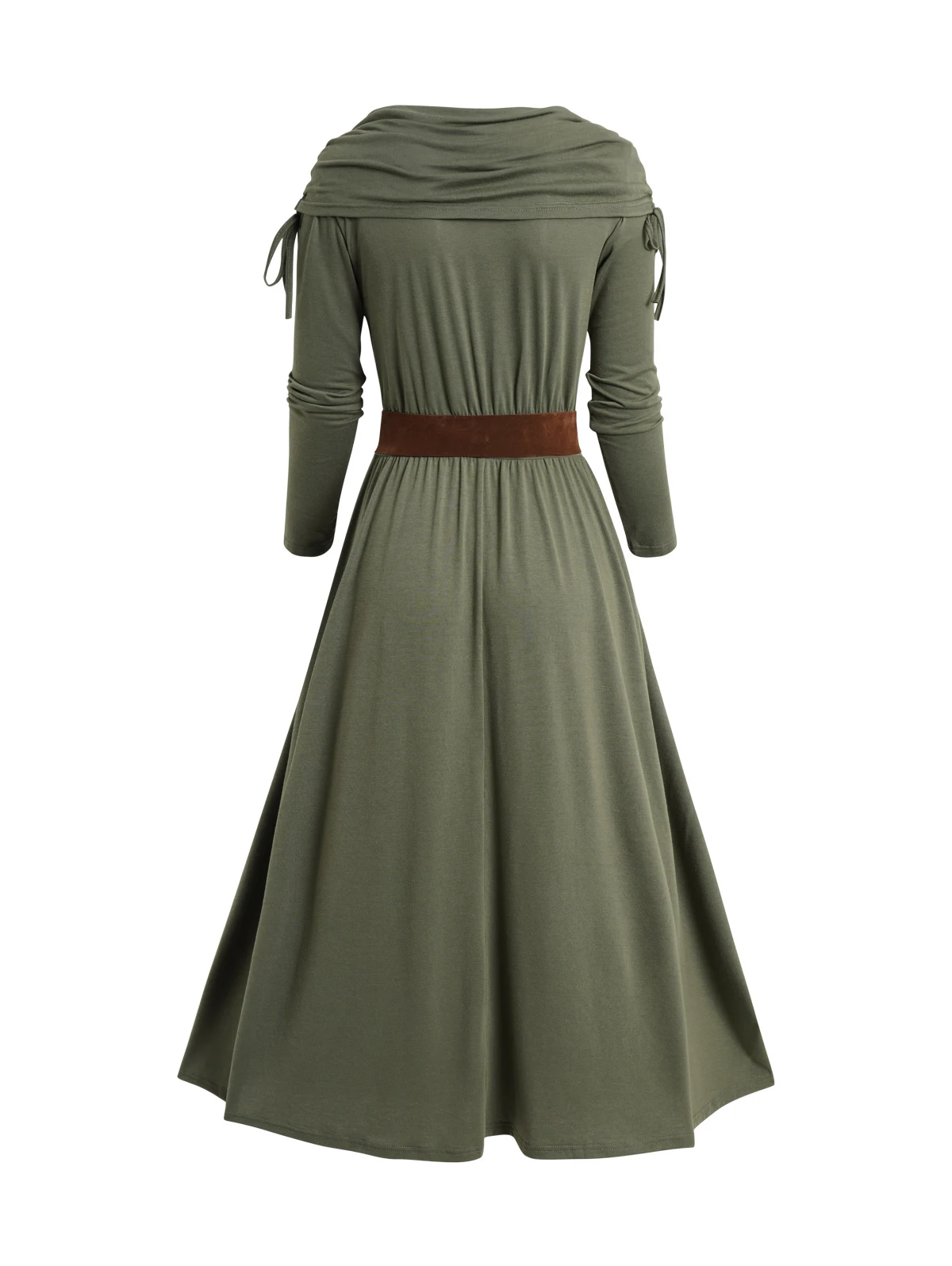 Long Sleeve Cinched Ruched Mini Dress With Belt For Women Fall Daily Party Solid Color High Waist V Neck Vestido Feminino