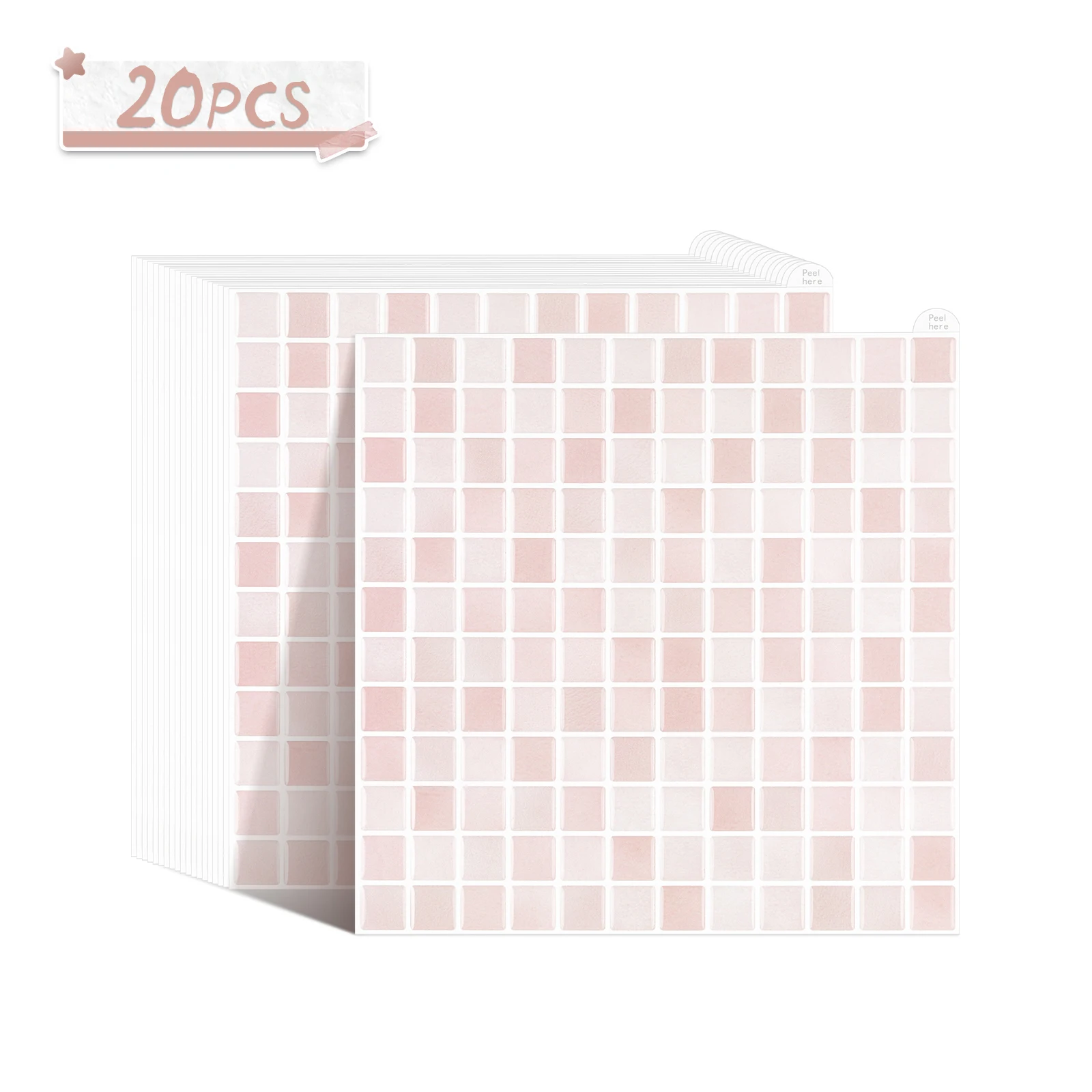 10 Sheets Mosaic Wall Tiles Peel And Stick Square Brick Wall Sticker Easy to Use Waterproof Vinyl Wallpaper For Kitchen Bathroom