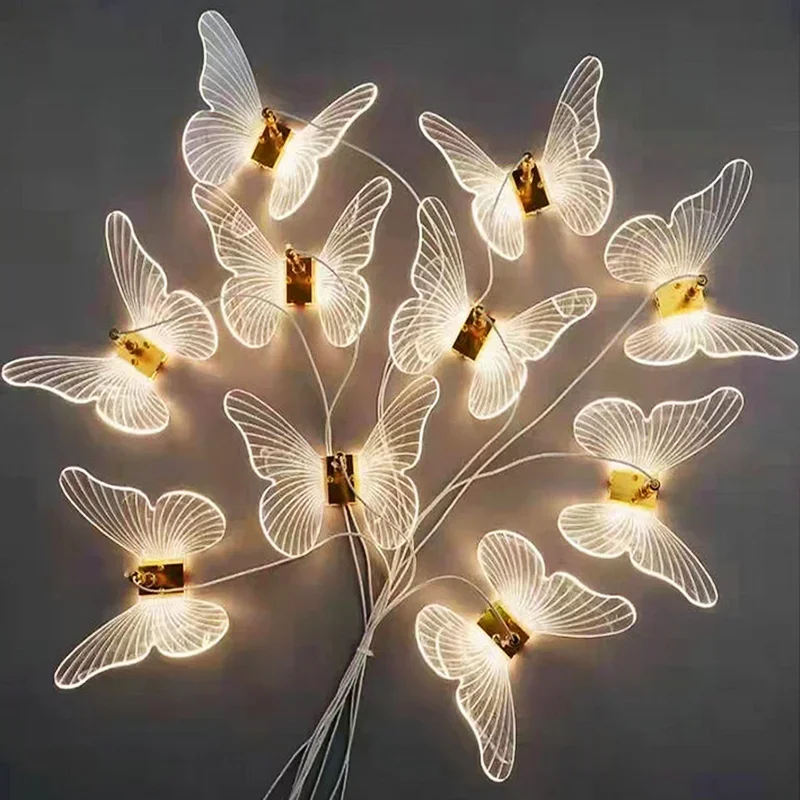 Décoration de mariage moderne lumières acrylique blanc papillon LED pour fête événement scène décorations de plafond de mariage